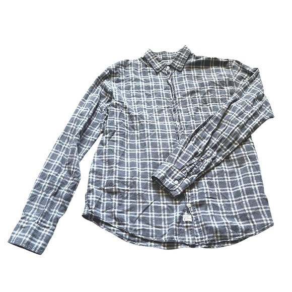 Frank & Eileen Luke Button Down Plaid Gray White Striped Men's Medium Shirt - Picture 1 of 7